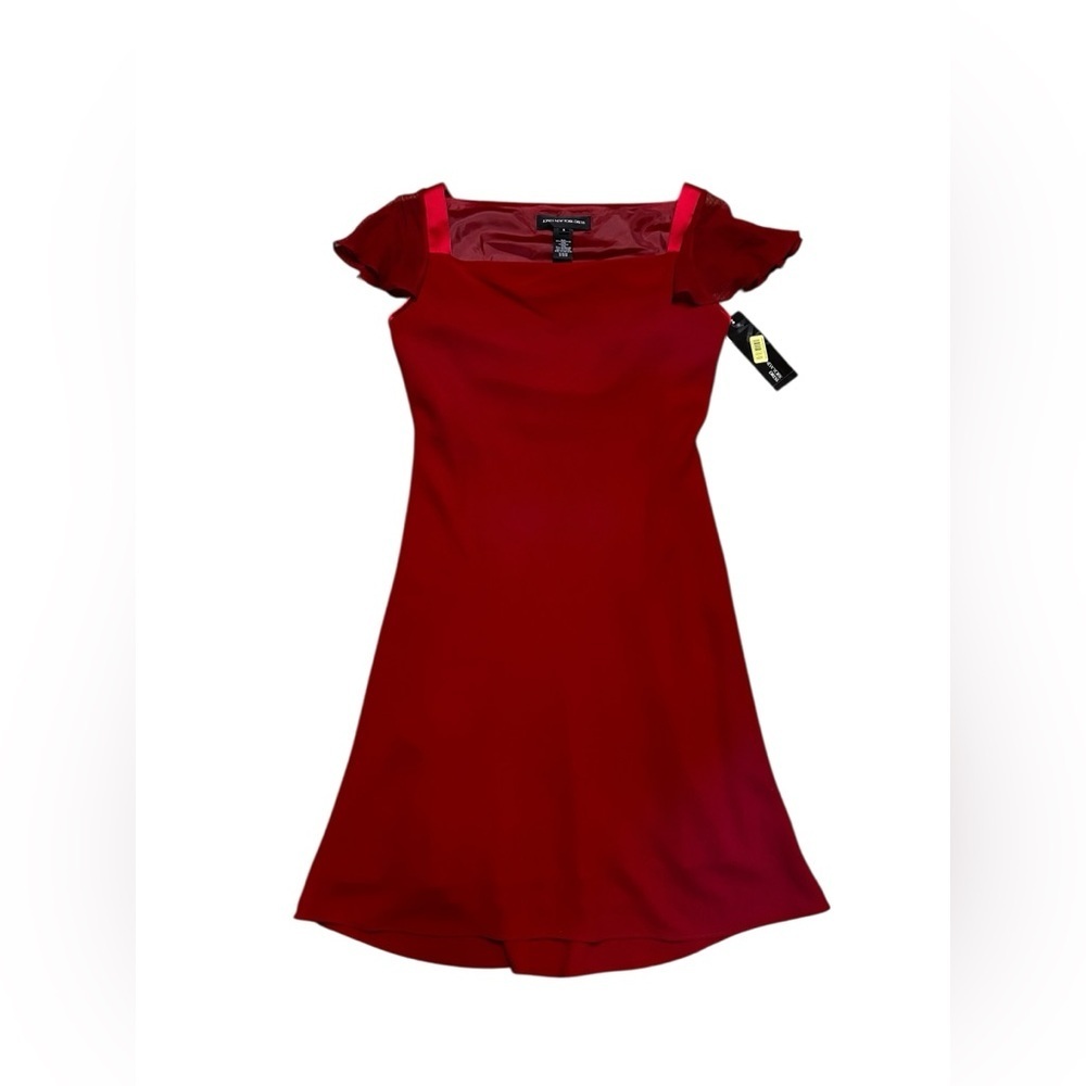 NWT Silk Trim Dress Jones New York Red 1990s Size 6 Sheath - Picture 6 of 12
